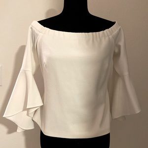 Off-the-shoulder Flare Sleeve Fitted Top